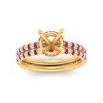Load image into Gallery viewer, high-profile-semi-mount-hidden-pink-sapphire-wedding-set-in-FD10060SMGSADRPIANGLE3-NL-YG
