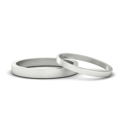 His & Her 2 mm And 4 mm Flat Wedding Bands