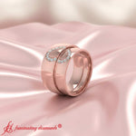 Load image into Gallery viewer, his-and-her-couple-wedding-band-set-with-white-diamond-in-14K-rose-gold-FD1144BANGLE2