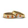 Load image into Gallery viewer, his-and-hers-matching-wedding-diamond-princess-cut-bands-with-orange-sapphire-in-yellow-gold-FD9087BPRGSAOR-NL-YG.jpg