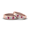 Load image into Gallery viewer, his-and-hers-matching-wedding-diamond-princess-cut-bands-with-pink-sapphire-in-rose-gold-FD9087BPRGSADRPI-NL-RG.jpg