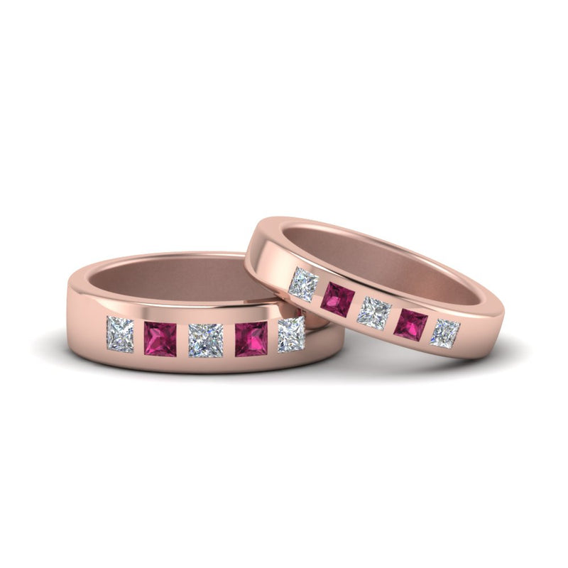 his-and-hers-matching-wedding-diamond-princess-cut-bands-with-pink-sapphire-in-rose-gold-FD9087BPRGSADRPI-NL-RG.jpg