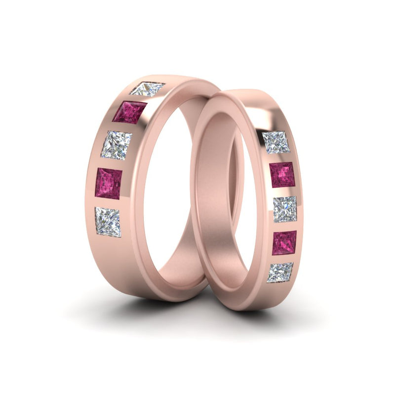 his-and-hers-matching-wedding-diamond-princess-cut-bands-with-pink-sapphire-in-rose-gold-FD9087BPRGSADRPI-NL-RG.jpg