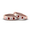 Load image into Gallery viewer, his-and-hers-matching-wedding-diamond-princess-cut-bands-with-ruby-in-rose-gold-FD9087BPRGRUDR-NL-RG.jpg