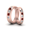 Load image into Gallery viewer, his-and-hers-matching-wedding-diamond-princess-cut-bands-with-ruby-in-rose-gold-FD9087BPRGRUDR-NL-RG.jpg