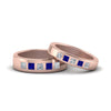 Load image into Gallery viewer, his-and-hers-matching-wedding-diamond-princess-cut-bands-with-sapphire-in-rose-gold-FD9087BPRGSABL-NL-RG.jpg