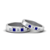 Load image into Gallery viewer, his-and-hers-matching-wedding-diamond-princess-cut-bands-with-sapphire-in-white-gold-FD9087BPRGSABL-NL-WG.jpg