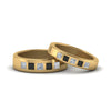 Load image into Gallery viewer, his-and-hers-matching-wedding-princess-cut-bands-with-black-diamond-in-yellow-gold-FD9087BPRGBLACK-NL-YG.jpg