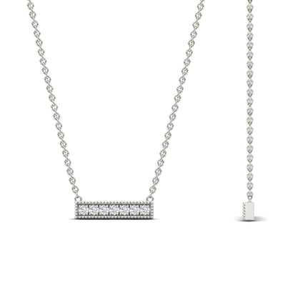 Round Diamond Horizontal Milgrain Bar Necklace