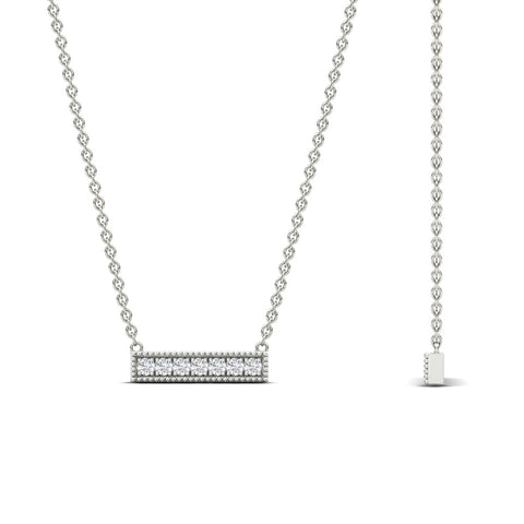 Round Diamond Horizontal Milgrain Bar Necklace