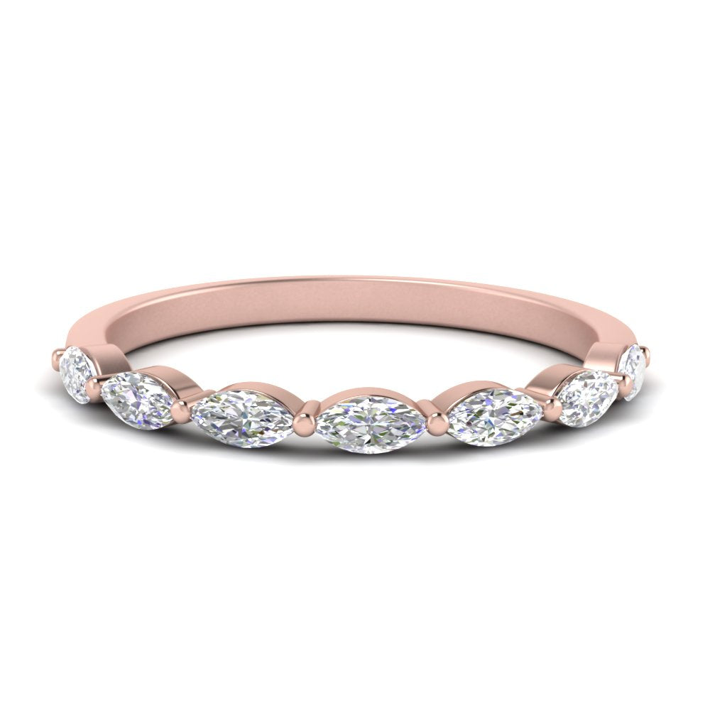 Horizontal Thin Marquise Stackable Band