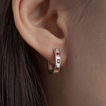 Load image into Gallery viewer, huggie-diamond-hoop-earring-with-ruby-in-14k-yellow-gold-fdear1018-fancy1-yg

