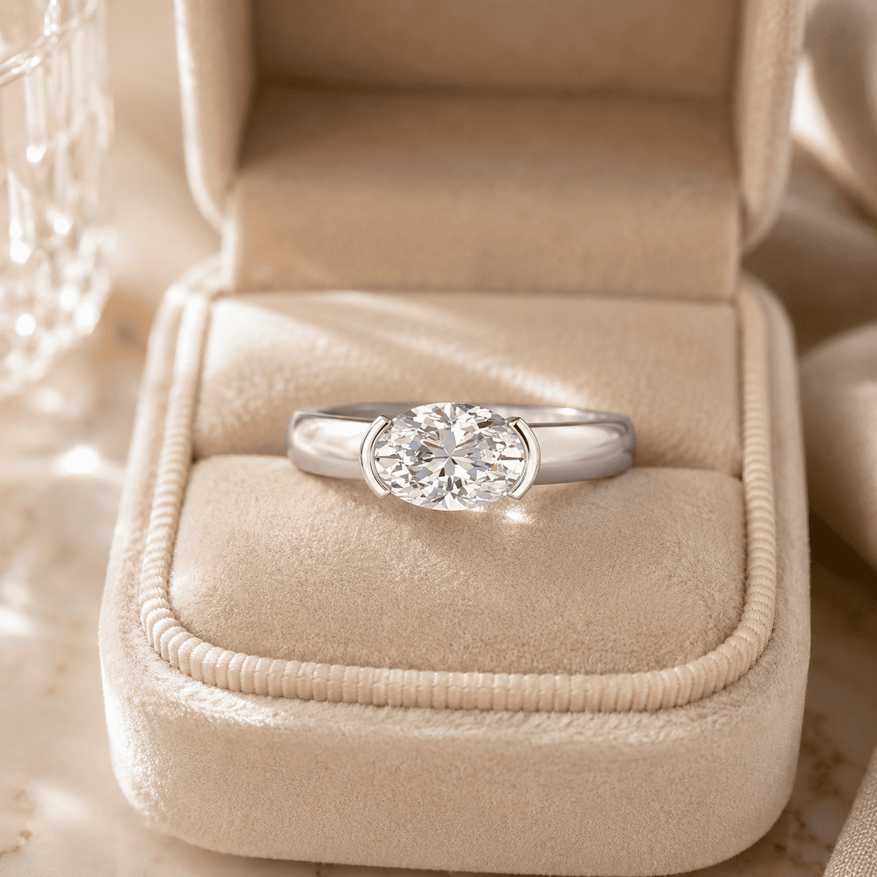 East West Oval Engagement Ring