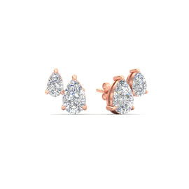 Double Pear Cut Diamond Stud Earrings