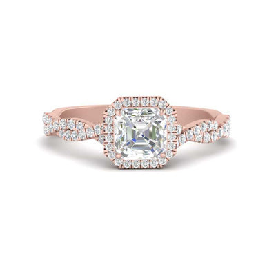 Asscher Cut Classic Vine Halo Diamond Ring