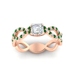 Load image into Gallery viewer, https://cdn.fascinatingdiamonds.com/FD11157/infinity-asscher-cut-twist-diamond-engagement-ring-with-emerald-in-rose-gold-FD11157ASRGEMGRHAND-NL-RG.jpg
