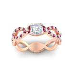 Load image into Gallery viewer, https://cdn.fascinatingdiamonds.com/FD11157/infinity-asscher-cut-twist-diamond-engagement-ring-with-pink-sapphire-in-rose-gold-FD11157ASRGSADRPIHAND-NL-RG.jpg

