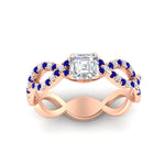 Load image into Gallery viewer, https://cdn.fascinatingdiamonds.com/FD11157/infinity-asscher-cut-twist-diamond-engagement-ring-with-sapphire-in-rose-gold-FD11157ASRGSABLHAND-NL-RG.jpg
