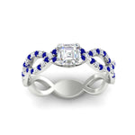 Load image into Gallery viewer, https://cdn.fascinatingdiamonds.com/FD11157/infinity-asscher-cut-twist-diamond-engagement-ring-with-sapphire-in-white-gold-FD11157ASRGSABLHAND-NL-WG.jpg
