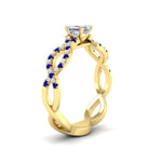 Load image into Gallery viewer, https://cdn.fascinatingdiamonds.com/FD11157/infinity-asscher-cut-twist-diamond-engagement-ring-with-sapphire-in-yellow-gold-FD11157ASRGSABLHAND-NL-YG.jpg
