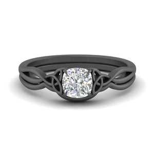 Celtic Style Cushion Cut Diamond Wedding Set