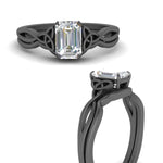 Load image into Gallery viewer, infinity-celtic-emerald-cut-solitaire-wedding-set-in-black-gold-FD9286EMANGLE3-NL-BG-B1?v=1755772242