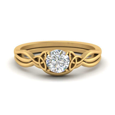 Round Cut Infinity Celtic Solitaire Wedding Set