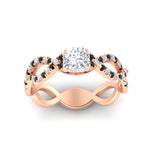 Load image into Gallery viewer, infinity-cushion-cut-twist-diamond-engagement-ring-with-black-diamond-in-rose-gold-FD11157CURGBLACKANGLE3-NL-RG
