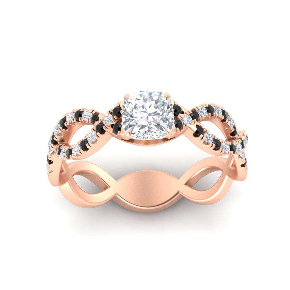 infinity-cushion-cut-twist-diamond-engagement-ring-with-black-diamond-in-rose-gold-FD11157CURGBLACKANGLE3-NL-RG