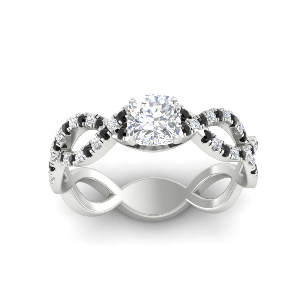 infinity-cushion-cut-twist-diamond-engagement-ring-with-black-diamond-in-white-gold-FD11157CURGBLACKANGLE3-NL-WG
