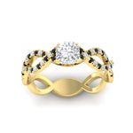 Load image into Gallery viewer, infinity-cushion-cut-twist-diamond-engagement-ring-with-black-diamond-in-yellow-gold-FD11157CURGBLACKANGLE3-NL-YG

