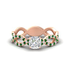 Load image into Gallery viewer, infinity-cushion-cut-twist-diamond-engagement-ring-with-emerald-in-rose-gold-FD11157CURGEMGRANGLE3-NL-RG

