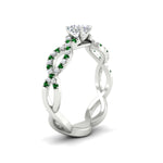 Load image into Gallery viewer, infinity-cushion-cut-twist-diamond-engagement-ring-with-emerald-in-white-gold-FD11157CURGEMGRANGLE3-NL-WG
