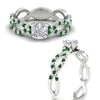 Load image into Gallery viewer, infinity-cushion-cut-twist-diamond-engagement-ring-with-emerald-in-white-gold-FD11157CURGEMGRANGLE3-NL-WG