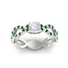 Load image into Gallery viewer, infinity-cushion-cut-twist-diamond-engagement-ring-with-emerald-in-white-gold-FD11157CURGEMGRANGLE3-NL-WG