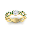 Load image into Gallery viewer, infinity-cushion-cut-twist-diamond-engagement-ring-with-emerald-in-yellow-gold-FD11157CURGEMGRANGLE3-NL-YG