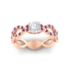 Load image into Gallery viewer, infinity-cushion-cut-twist-diamond-engagement-ring-with-pink-sapphire-in-rose-gold-FD11157CURGSADRPIANGLE3-NL-RG