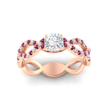 Load image into Gallery viewer, infinity-cushion-cut-twist-diamond-engagement-ring-with-pink-sapphire-in-rose-gold-FD11157CURGSADRPIANGLE3-NL-RG
