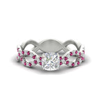 Load image into Gallery viewer, infinity-cushion-cut-twist-diamond-engagement-ring-with-pink-sapphire-in-white-gold-FD11157CURGSADRPIANGLE3-NL-WG
