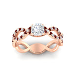Load image into Gallery viewer, infinity-cushion-cut-twist-diamond-engagement-ring-with-ruby-in-rose-gold-FD11157CURGRUDRANGLE3-NL-RG
