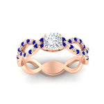 Load image into Gallery viewer, infinity-cushion-cut-twist-diamond-engagement-ring-with-sapphire-in-rose-gold-FD11157CURGSABLANGLE3-NL-RG
