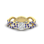 Load image into Gallery viewer, infinity-cushion-cut-twist-diamond-engagement-ring-with-sapphire-in-yellow-gold-FD11157CURGSABLANGLE3-NL-YG
