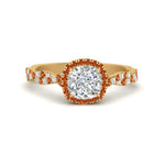 Load image into Gallery viewer, infinity-cushion-halo-diamond-engagement-ring-with-orange-sapphire-in-yellow-gold-FD9126CURGSAOR-NL-YG_3620b354-7988-45a4-bed2-00846bdf00c8?v=1757924891
