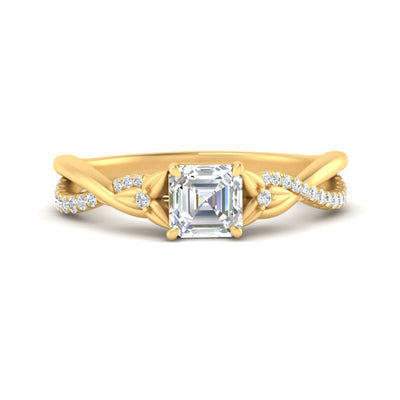 Asscher Cut Infinity Daisy Floral Diamond Ring