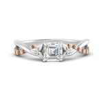 Load image into Gallery viewer, infinity-daisy-floral-asscher-cut-orange-sapphire-engagement-ring-in-white-gold-FD9986ASRGSAOR-NL-WG
