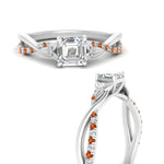 Load image into Gallery viewer, infinity-daisy-floral-asscher-cut-orange-sapphire-engagement-ring-in-white-gold-FD9986ASRGSAOR-NL-WG
