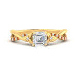 Load image into Gallery viewer, infinity-daisy-floral-asscher-cut-orange-sapphire-engagement-ring-in-yellow-gold-FD9986ASRGSAOR-NL-YG
