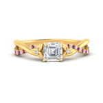 Load image into Gallery viewer, infinity-daisy-floral-asscher-cut-pink-sapphire-engagement-ring-in-yellow-gold-FD9986ASRGSADRPI-NL-YG

