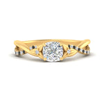 Load image into Gallery viewer, infinity-daisy-floral-cushion-cut-black-diamond-engagement-ring-in-yellow-gold-FD9986CURGBLACK-NL-YG
