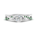 Load image into Gallery viewer, infinity-daisy-floral-cushion-cut-emerald-engagement-ring-in-white-gold-FD9986CURGEMGR-NL-WG
